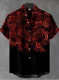 Men’s Summer Linen Shirt – Casual Short Sleeve Button-Up with Irregular Print