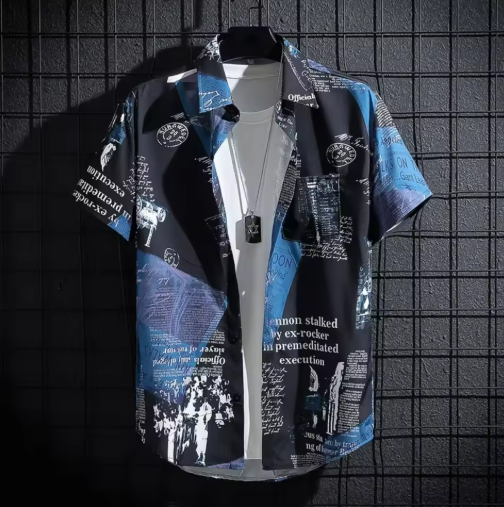 Men’s Printed Short Sleeve Shirt – Lightweight Beach & Leisure Essential