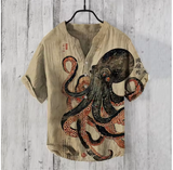 Elegant Men's Summer 3D Printed V-Neck Shirt – Short Sleeve, Comfortable Holiday Fashion, S-5XL