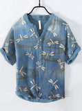 Elegant Men's Summer 3D Printed V-Neck Shirt – Short Sleeve, Comfortable Holiday Fashion, S-5XL