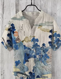 Elegant Men's Summer 3D Printed V-Neck Shirt – Short Sleeve, Comfortable Holiday Fashion, S-5XL