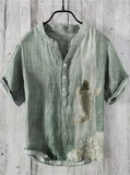 New Men's Summer Linen Shirt – Casual 3D Swan Print, Short Sleeve, S-5XL