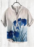 New Men's Summer Linen Shirt – Casual 3D Swan Print, Short Sleeve, S-5XL