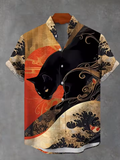 New Men's Oversized Short-Sleeve Shirt with Ukiyo-e Print – Stylish Summer Wear