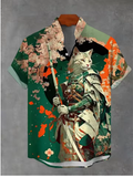 New Men's Oversized Short-Sleeve Shirt with Ukiyo-e Print – Stylish Summer Wear
