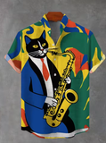 New Men's Oversized Short-Sleeve Shirt with Ukiyo-e Print – Stylish Summer Wear