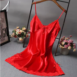 Elegant Lace Patchwork Nightwear – Sexy V-Neck Sleep Dress for Women