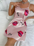 Women's Satin Floral Sleepdress – Soft Spaghetti Strap Nightdress