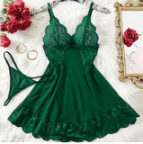 Sexy Lace G-String Nightgown Set – Ultra-Thin Sheer Summer Lingerie for Women