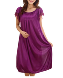 Elegant Women's Lace Patchwork Nightgown – Long, Comfortable Sleepwear