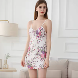 Elegant Satin Camisole Pajama Set – Deep V-Neck & Slim Fit Loungewear