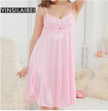 Sheer Plus Size Nightie – Elegant V-Neck Strap Sleep Dress
