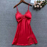 "European & American Style Deep V Lace Lingerie Nightdress – Elegant Slim Fit with Adjustable Straps"