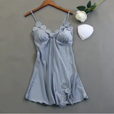 "European & American Style Deep V Lace Lingerie Nightdress – Elegant Slim Fit with Adjustable Straps"