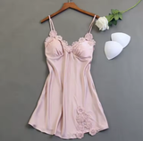 "European & American Style Deep V Lace Lingerie Nightdress – Elegant Slim Fit with Adjustable Straps"