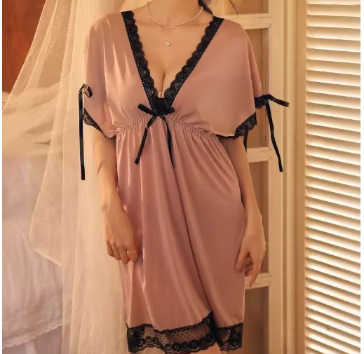 Sexy Deep V Lace Nightdress – Slim Fit Lingerie | New Collection