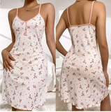 Sweet Floral V-Neck Nightgown with Buttons – Comfortable & Stylish Sleepwear