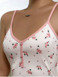 Sweet Floral V-Neck Nightgown with Buttons – Comfortable & Stylish Sleepwear