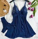 Soft Lace Lingerie Dress with V-Neck – Summer Night Elegance