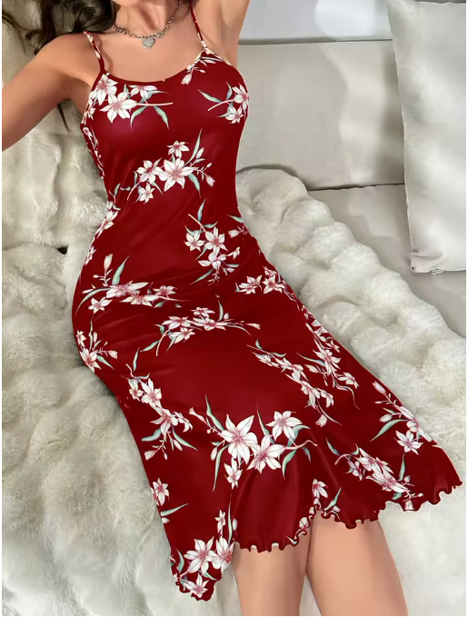 Elegant Floral Camisole Pajama Set – Soft & Casual Comfort