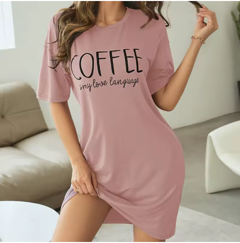 Soft Cartoon Nightdress – Short Sleeve Milk Silk Comfort
