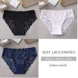 3PCS Luxury Floral Lace Embroidered Panties – Sexy, Breathable & Elegant Women's Underwear