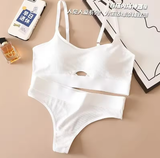 Seamless Sports Bra and Panties Set – Comfortable Cotton Lingerie with Hollow-Out Design