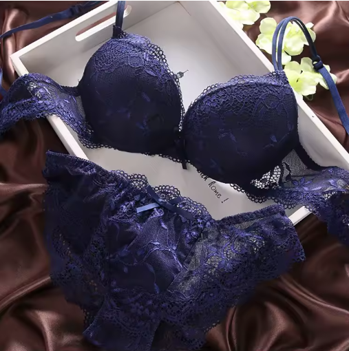 European Style Bra & Panty Set – Push-Up Cotton Lingerie with Lace