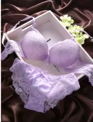 European Style Bra & Panty Set – Push-Up Cotton Lingerie with Lace