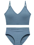 Women's Sexy Ribbed Lingerie Set – Seamless Wire-Free Bralette & Panties