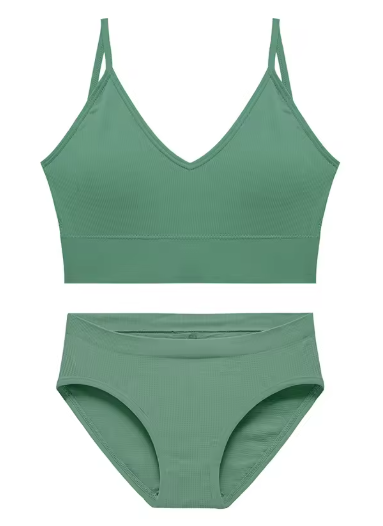 Women's Sexy Ribbed Lingerie Set – Seamless Wire-Free Bralette & Panties