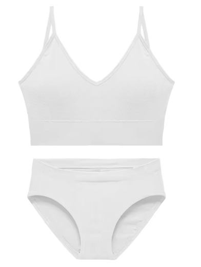 Women's Sexy Ribbed Lingerie Set – Seamless Wire-Free Bralette & Panties