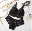 Women's Sexy Lace Lingerie Set – Embroidered Wire-Free Bra & Panty