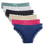 Women's Sexy Lace Panties – 6-Piece Low-Rise Cotton Lingerie Set