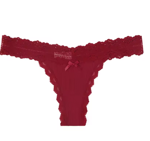Women's Lace Floral Thong – Low-Waist Transparent G-String Panties
