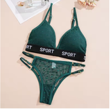 Women's 2-Piece Polka Dot Lace Lingerie Set – Wireless Push-Up Bra & Brazilian Panties