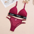 Women's 2-Piece Polka Dot Lace Lingerie Set – Wireless Push-Up Bra & Brazilian Panties