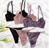 V-Shape Underwire Ribbed Bra & Thong Set – New Modern Design