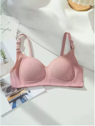 Girls' Solid Wireless Seamless Push-Up Bra – Comfortable V-Shaped Support