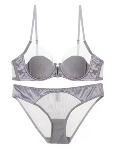 French Mesh Sexy Push-Up Bra – Smooth Thin Cup with Soft Underwire