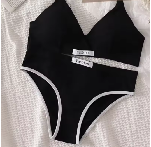 Women’s Cotton Bra & Panty Set – Sexy Low Waist Briefs, Wire-Free Bralette, V-Neck Sport Lingerie