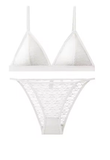 Women’s Lace Bra and Panty Set – Non-Wire Push-Up Bralette with Transparent Low-Rise Panties