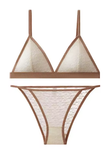 Women’s Lace Bra and Panty Set – Non-Wire Push-Up Bralette with Transparent Low-Rise Panties