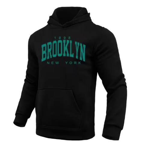 Brooklyn Printed Hoodie for Men – Casual All-Season Pullover Sweatshirt