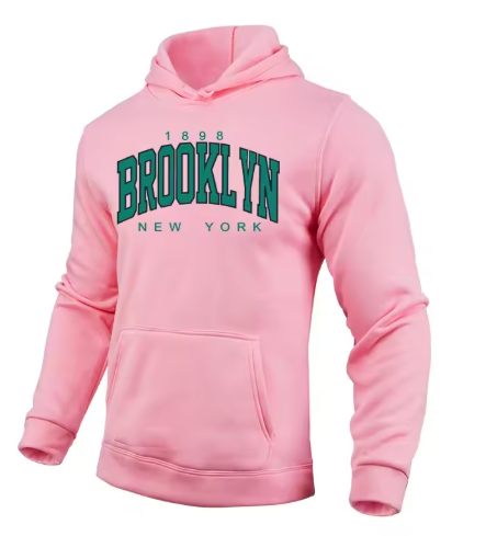 Brooklyn Printed Hoodie for Men – Casual All-Season Pullover Sweatshirt