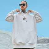 Men’s Oversized Moon Print Hoodie – Loose American Style Double-Layer Sweatshirt