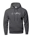 Mountain Heartbeat Hoodie – Teens Autumn Long Sleeve Sweatshirt, Black & Gray Sportswear