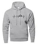 Mountain Heartbeat Hoodie – Teens Autumn Long Sleeve Sweatshirt, Black & Gray Sportswear