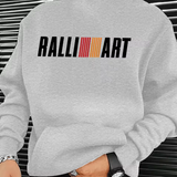Men’s Casual Polyester Hoodie with “RALLIART” Print – Cozy Knit, Regular Fit Pullover
