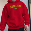 Men’s Sweden Flag Graphic Hoodie – Black Velvet Fleece Sweatshirt with Yellow Lettering